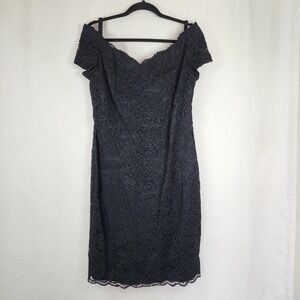 EXPO NITE Dress Womens Sz 14 Mini Off Shoulder Lace Lined Fitted Whimsigoth VTG